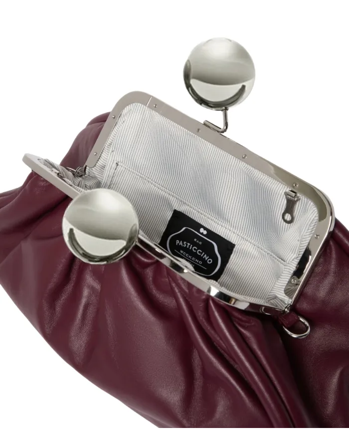 WEEKEND Borsa Donna MILVANEW AI 25/26 nappa di pelle con chiusura a clip clap 074 BURGUNDY