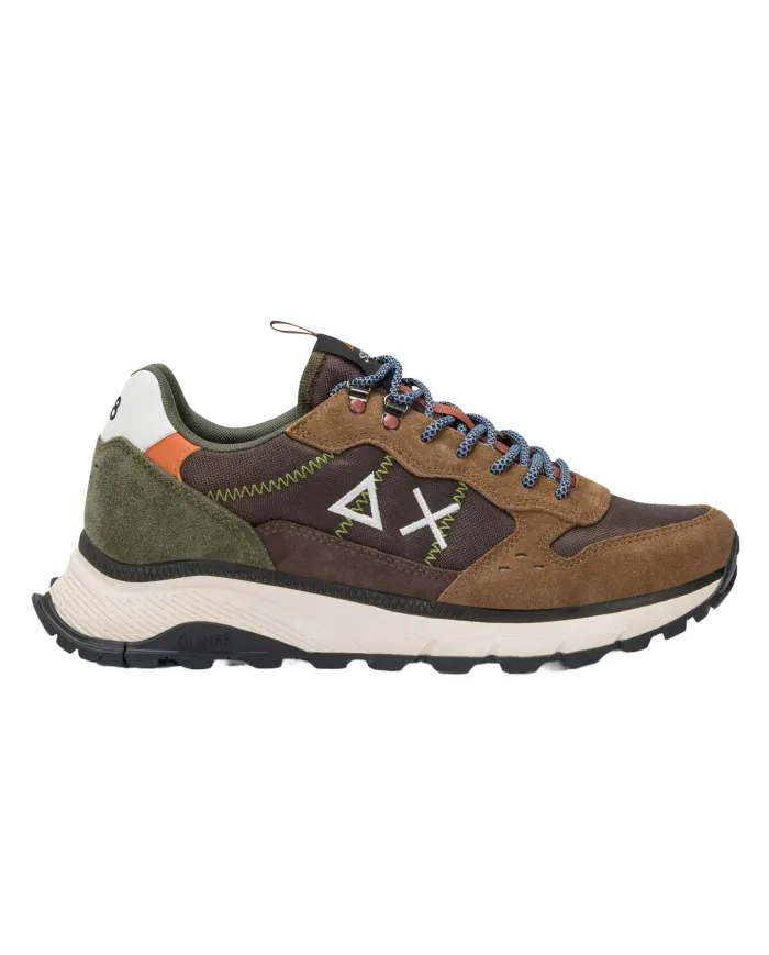SUN68 Sneaker Uomo Z45130 FIRE & CAMPING AI 25/26 pelle con ricamo logato 08 MARRONE SUN68 Sneaker Uomo Z45130 FIRE & CAMPING AI 25/26 pelle con ricamo logato 08 MARRONE
