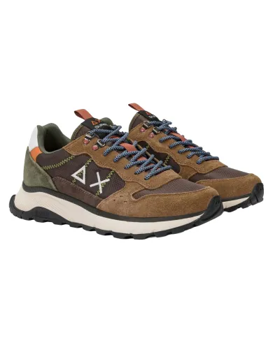 SUN68 Sneaker Uomo Z45130 FIRE & CAMPING AI 25/26 pelle con ricamo logato 08 MARRONE SUN68 Sneaker Uomo Z45130 FIRE & CAMPING AI 25/26 pelle con ricamo logato 08 MARRONE