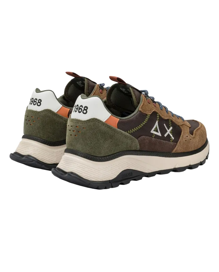 SUN68 Sneaker Uomo Z45130 FIRE & CAMPING AI 25/26 pelle con ricamo logato 08 MARRONE