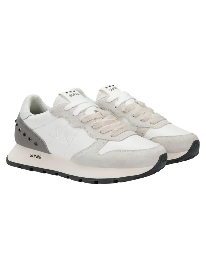 SUN68 Sneakers Donna Z45206 ALLY STUDS AI 25/26 pelle stile running con borchie applicate 31 BIANCO PANNA SUN68 Sneakers Donna Z45206 ALLY STUDS AI 25/26 pelle stile running con borchie applicate 31 BIANCO PANNA