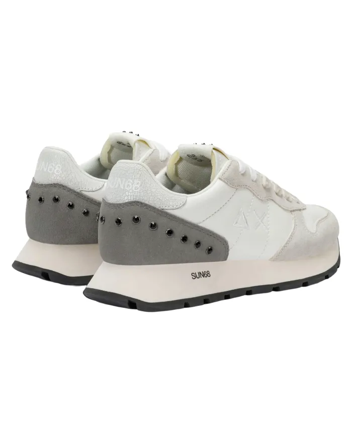 SUN68 Sneakers Donna Z45206 ALLY STUDS AI 25/26 pelle stile running con borchie applicate 31 BIANCO PANNA