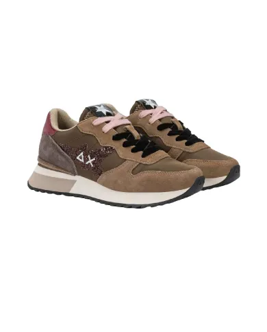 SUN68 Sneaker Donna Z45217 STARGIRL GLITTER AI 25/26 in nylon e suede con glitter 08 MARRONE SUN68 Sneaker Donna Z45217 STARGIRL GLITTER AI 25/26 in nylon e suede con glitter 08 MARRONE