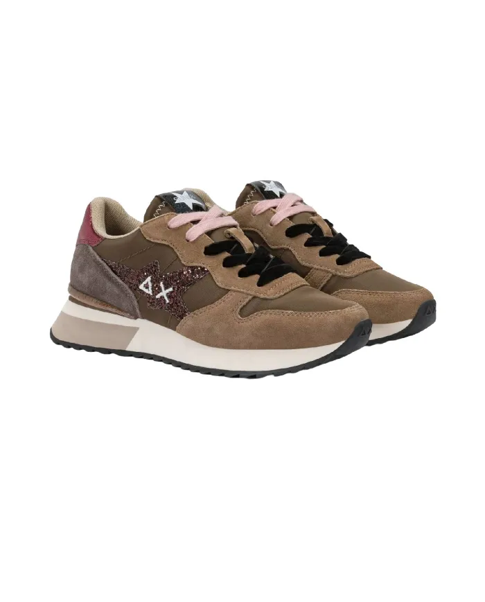 SUN68 Sneaker Donna Z45217 STARGIRL GLITTER AI 25/26 in nylon e suede con glitter 08 MARRONE SUN68 Sneaker Donna Z45217 STARGIRL GLITTER AI 25/26 in nylon e suede con glitter 08 MARRONE