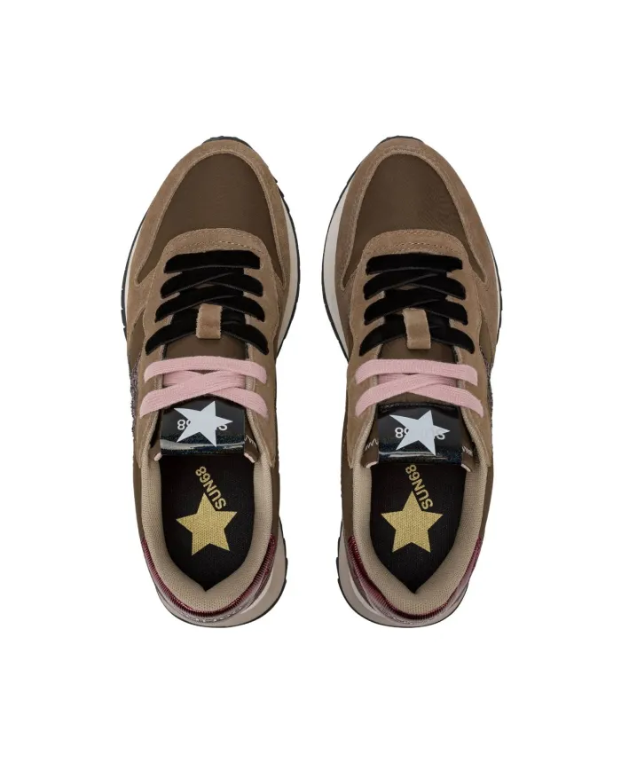 SUN68 Sneaker Donna Z45217 STARGIRL GLITTER AI 25/26 in nylon e suede con glitter 08 MARRONE