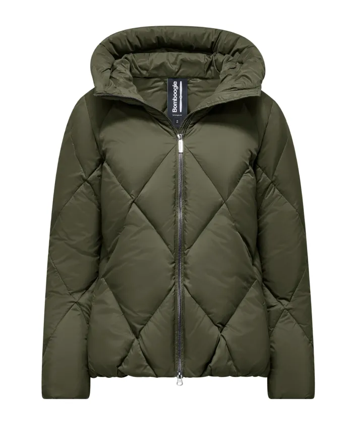 BOMBOOGIE Piumino Donna GW8639 MNW5 DIAMOND AI 25/26 nylon in tinta unita con motivo trapuntato 365 D.moss green BOMBOOGIE Piumino Donna GW8639 MNW5 DIAMOND AI 25/26 nylon in tinta unita con motivo trapuntato 365 D.moss green