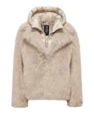 BOMBOOGIE Cappotto Donna GW9148_FRL5 PARIS AI 25/26 regular ecopelliccia con cappuccio 180 sandshell