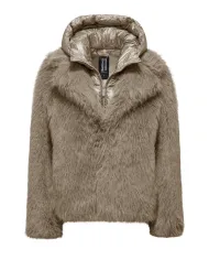 BOMBOOGIE Cappotto Donna GW9148_FRL5 PARIS AI 25/26 regular ecopelliccia con cappuccio 172 TAUPE