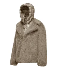 BOMBOOGIE Cappotto Donna GW9148_FRL5 PARIS AI 25/26 regular ecopelliccia con cappuccio 172 TAUPE