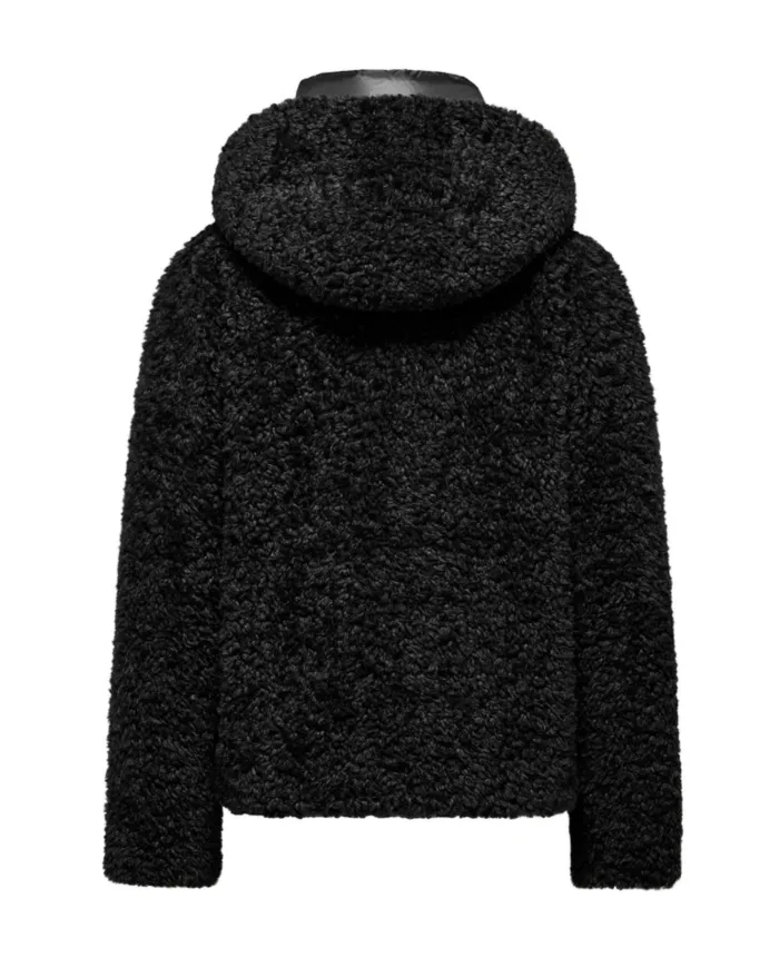 BOMBOOGIE Cappotto Donna GW9191 SFC5 POCKETS AI 25/26 regular con ecopelliccia in teddy 90 BLACK