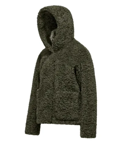 BOMBOOGIE Cappotto Donna GW9191 SFC5 POCKETS AI 25/26 regular con ecopelliccia in teddy 365 D.moss green BOMBOOGIE Cappotto Donna GW9191 SFC5 POCKETS AI 25/26 regular con ecopelliccia in teddy 365 D.moss green