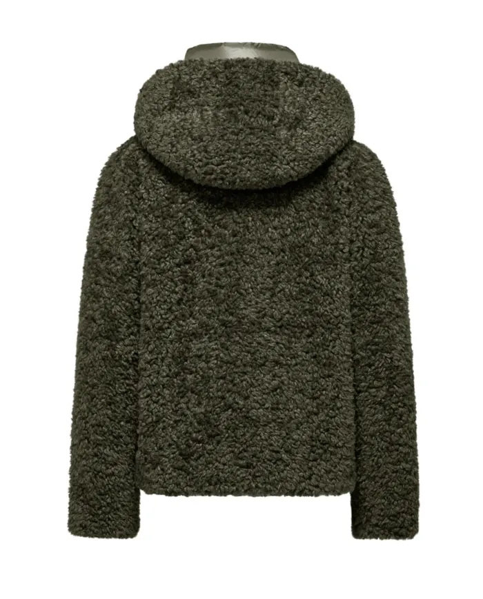 BOMBOOGIE Cappotto Donna GW9191 SFC5 POCKETS AI 25/26 regular con ecopelliccia in teddy 365 D.moss green