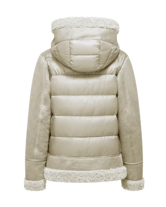 BOMBOOGIE Giubbotto Donna GWMASY PSF5 COMBO AI 25/26 con bordatura in teddy 161 WITH swan