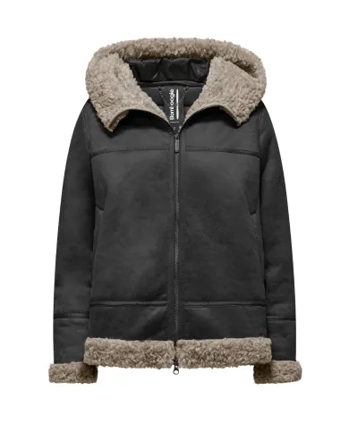BOMBOOGIE Giubbotto Donna GWMASY PSF5 COMBO AI 25/26 con bordatura in teddy 90 BLACK BOMBOOGIE Giubbotto Donna GWMASY PSF5 COMBO AI 25/26 con bordatura in teddy 90 BLACK