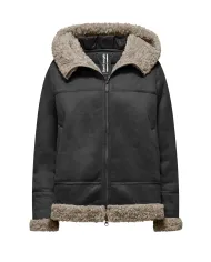 BOMBOOGIE Giubbotto Donna GWMASY PSF5 COMBO AI 25/26 con bordatura in teddy 90 BLACK