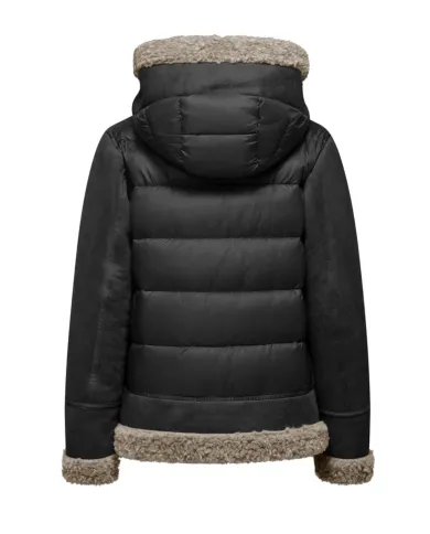 BOMBOOGIE Giubbotto Donna GWMASY PSF5 COMBO AI 25/26 con bordatura in teddy 90 BLACK BOMBOOGIE Giubbotto Donna GWMASY PSF5 COMBO AI 25/26 con bordatura in teddy 90 BLACK