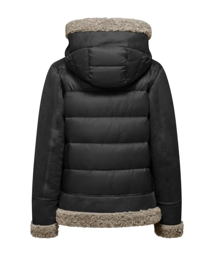 BOMBOOGIE Giubbotto Donna GWMASY PSF5 COMBO AI 25/26 con bordatura in teddy 90 BLACK