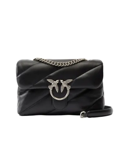 PINKO Borsa Donna 100038 A0F2 LOVE PUFF classic AI 25/26 pelle con maxi trapuntatura Z99O NERO-OLD silver PINKO Borsa Donna 100038 A0F2 LOVE PUFF classic AI 25/26 pelle con maxi trapuntatura Z99O NERO-OLD silver