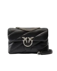 PINKO Borsa Donna 100038 A0F2 LOVE PUFF classic AI 25/26 pelle con maxi trapuntatura Z99O NERO-OLD silver