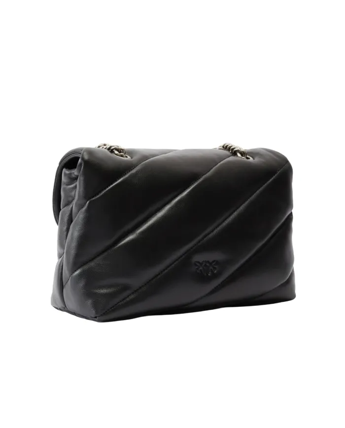 PINKO Borsa Donna 100038 A0F2 LOVE PUFF classic AI 25/26 pelle con maxi trapuntatura Z99O NERO-OLD silver PINKO Borsa Donna 100038 A0F2 LOVE PUFF classic AI 25/26 pelle con maxi trapuntatura Z99O NERO-OLD silver