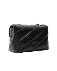 PINKO Borsa Donna 100038 A0F2 LOVE PUFF classic AI 25/26 pelle con maxi trapuntatura Z99O NERO-OLD silver