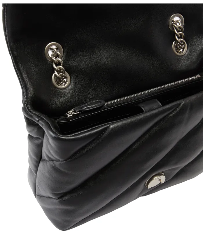 PINKO Borsa Donna 100038 A0F2 LOVE PUFF classic AI 25/26 pelle con maxi trapuntatura Z99O NERO-OLD silver