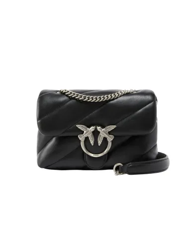 PINKO Borsa Donna 100039 A0F2 LOVE PUFF mini AI 25/26 pelle con maxi trapuntatura Z99O NERO-OLD silver PINKO Borsa Donna 100039 A0F2 LOVE PUFF mini AI 25/26 pelle con maxi trapuntatura Z99O NERO-OLD silver