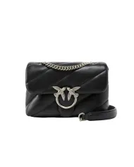 PINKO Borsa Donna 100039 A0F2 LOVE PUFF mini AI 25/26 pelle con maxi trapuntatura Z99O NERO-OLD silver