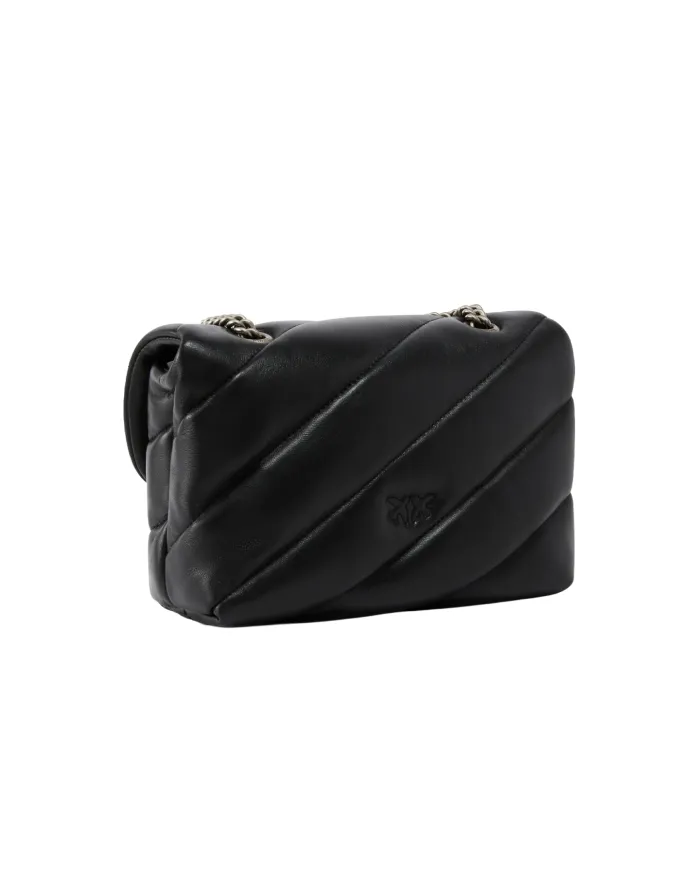 PINKO Borsa Donna 100039 A0F2 LOVE PUFF mini AI 25/26 pelle con maxi trapuntatura Z99O NERO-OLD silver PINKO Borsa Donna 100039 A0F2 LOVE PUFF mini AI 25/26 pelle con maxi trapuntatura Z99O NERO-OLD silver