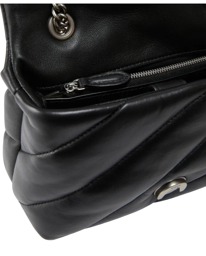 PINKO Borsa Donna 100039 A0F2 LOVE PUFF mini AI 25/26 pelle con maxi trapuntatura Z99O NERO-OLD silver