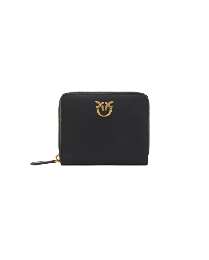 PINKO Portafoglio Donna 100249 A29Q TAYLOR ZIP AROUND AI 25/26 in pelle bottalata Z99Q NERO-ANTIQUE GOLD PINKO Portafoglio Donna 100249 A29Q TAYLOR ZIP AROUND AI 25/26 in pelle bottalata Z99Q NERO-ANTIQUE GOLD