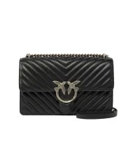 PINKO Borsa Donna 100941 A0GK LOVE ONE classic AI 25/26 pelle con trapuntato chevron Z99O NERO-OLD silver