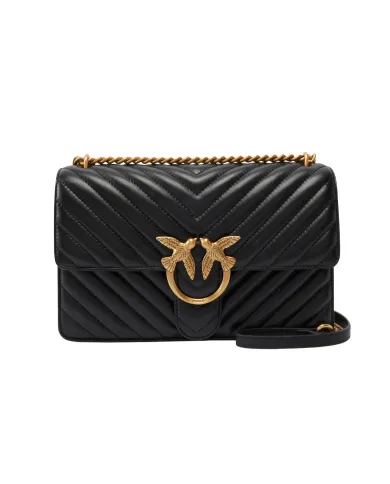 PINKO Borsa Donna 100941 A0GK LOVE ONE classic AI 25/26 pelle con trapuntato chevron Z99Q NERO-ANTIQUE GOLD PINKO Borsa Donna 100941 A0GK LOVE ONE classic AI 25/26 pelle con trapuntato chevron Z99Q NERO-ANTIQUE GOLD