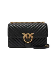 PINKO Borsa Donna 100941 A0GK LOVE ONE classic AI 25/26 pelle con trapuntato chevron Z99Q NERO-ANTIQUE GOLD