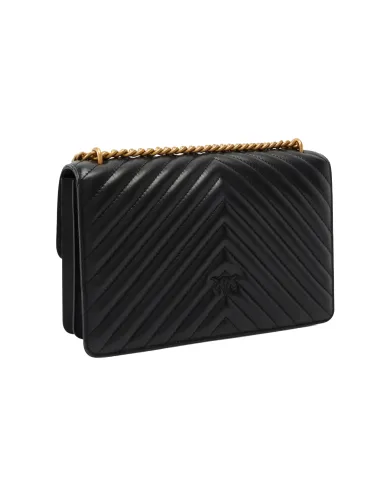 PINKO Borsa Donna 100941 A0GK LOVE ONE classic AI 25/26 pelle con trapuntato chevron Z99Q NERO-ANTIQUE GOLD PINKO Borsa Donna 100941 A0GK LOVE ONE classic AI 25/26 pelle con trapuntato chevron Z99Q NERO-ANTIQUE GOLD