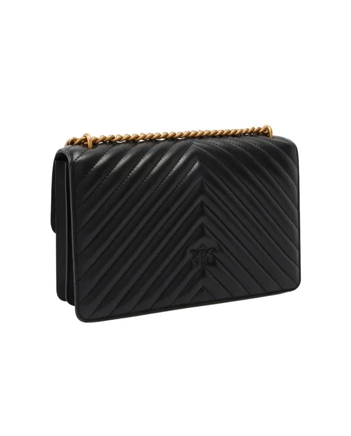 PINKO Borsa Donna 100941 A0GK LOVE ONE classic AI 25/26 pelle con trapuntato chevron Z99Q NERO-ANTIQUE GOLD PINKO Borsa Donna 100941 A0GK LOVE ONE classic AI 25/26 pelle con trapuntato chevron Z99Q NERO-ANTIQUE GOLD