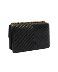 PINKO Borsa Donna 100941 A0GK LOVE ONE classic AI 25/26 pelle con trapuntato chevron Z99Q NERO-ANTIQUE GOLD