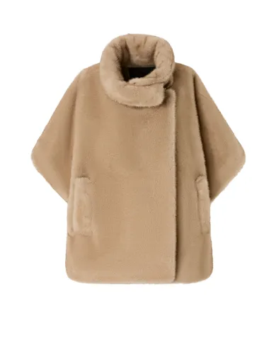 PINKO Cappa Donna 103837 A2PI COMODINO AI 25/26 eco pelliccia a maniche corte C60 BEIGE CHIARO