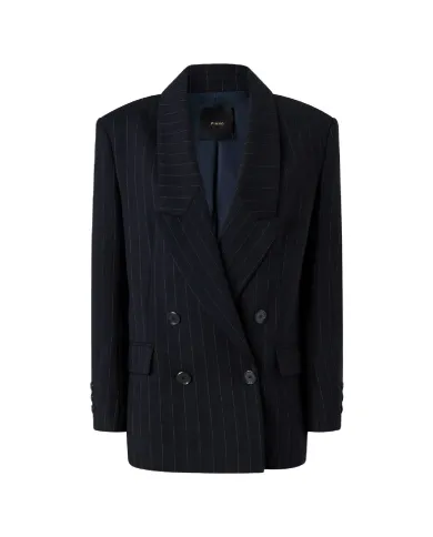 PINKO Giacca Donna 104508 A2QY RAPISARDI blazer doppiopetto gessato in lana EZ1 BLU/BIANCO PINKO Giacca Donna 104508 A2QY RAPISARDI blazer doppiopetto gessato in lana EZ1 BLU/BIANCO