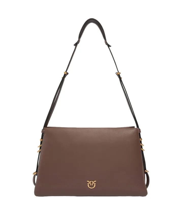 PINKO Borsa Donna 105161 A0QO ONE TWO THREE BAG AI 25/26 a tracolla con tre scomparti L74Q marrone castano PINKO Borsa Donna 105161 A0QO ONE TWO THREE BAG AI 25/26 a tracolla con tre scomparti L74Q marrone castano