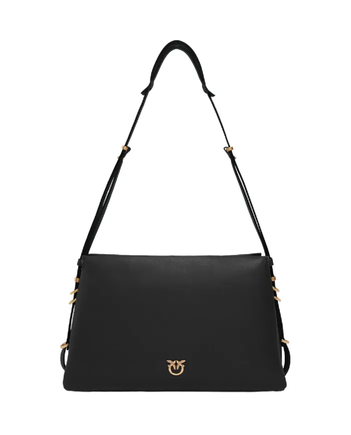 PINKO Borsa Donna 105161 A0QO ONE TWO THREE BAG AI 25/26 a tracolla con tre scomparti Z99Q NERO-ANTIQUE GOLD PINKO Borsa Donna 105161 A0QO ONE TWO THREE BAG AI 25/26 a tracolla con tre scomparti Z99Q NERO-ANTIQUE GOLD