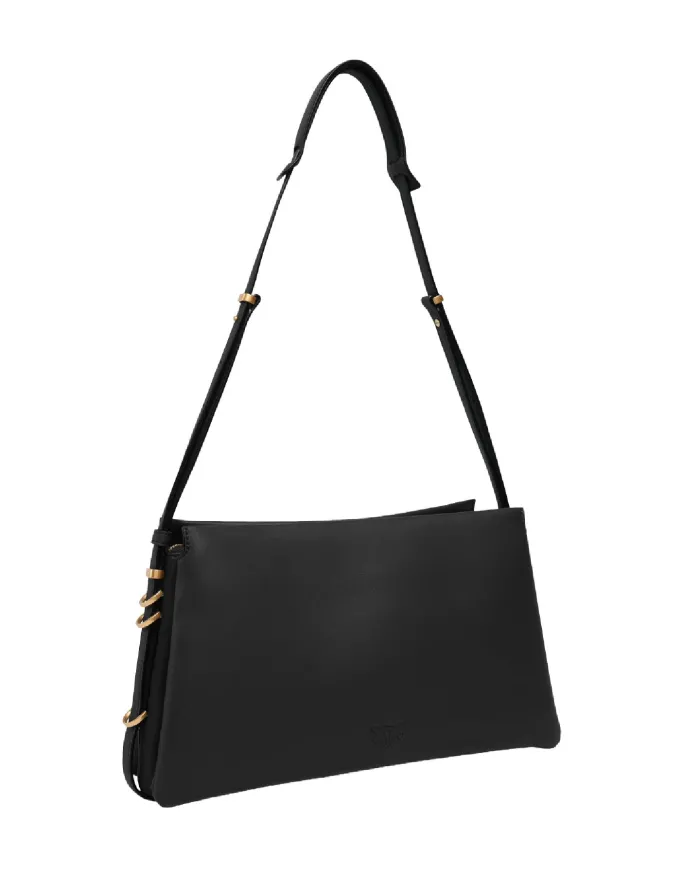 PINKO Borsa Donna 105161 A0QO ONE TWO THREE BAG AI 25/26 a tracolla con tre scomparti Z99Q NERO-ANTIQUE GOLD PINKO Borsa Donna 105161 A0QO ONE TWO THREE BAG AI 25/26 a tracolla con tre scomparti Z99Q NERO-ANTIQUE GOLD