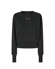 PINKO Maglia Donna 105417 A18M LANZAROTE AI 25/26 lana con intarsio logato Z99 NERO limousine