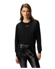 PINKO Maglia Donna 105417 A18M LANZAROTE AI 25/26 lana con intarsio logato Z99 NERO limousine