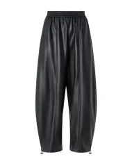 PINKO Pantalone Donna 105420 A2Q1 SPEZIA AI 25/26 ecopelle stile balloon con coulisse regolabile Z99 NERO limousine