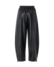 PINKO Pantalone Donna 105420 A2Q1 SPEZIA AI 25/26 ecopelle stile balloon con coulisse regolabile Z99 NERO limousine