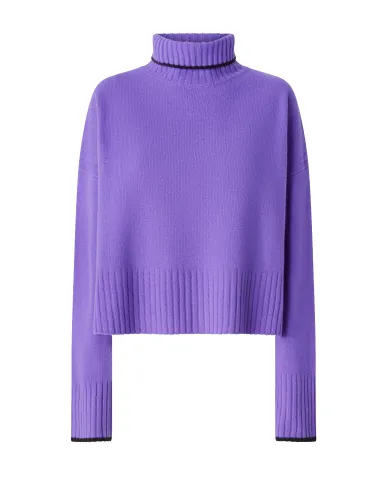 PINKO Dolcevita Donna 105446 A2Q9 FALKLAND AI 25/26 lana con bordatura a costine W21 LAVANDA bluast PINKO Dolcevita Donna 105446 A2Q9 FALKLAND AI 25/26 lana con bordatura a costine W21 LAVANDA bluast