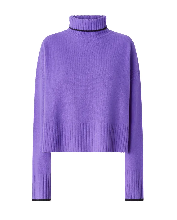 PINKO Dolcevita Donna 105446 A2Q9 FALKLAND AI 25/26 lana con bordatura a costine W21 LAVANDA bluast