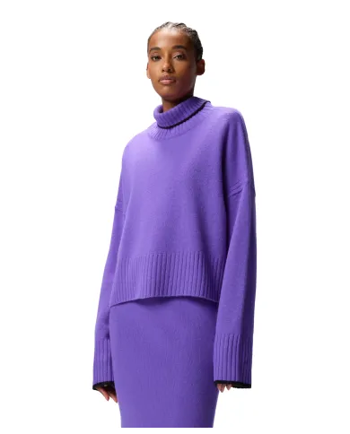 PINKO Dolcevita Donna 105446 A2Q9 FALKLAND AI 25/26 lana con bordatura a costine W21 LAVANDA bluast PINKO Dolcevita Donna 105446 A2Q9 FALKLAND AI 25/26 lana con bordatura a costine W21 LAVANDA bluast