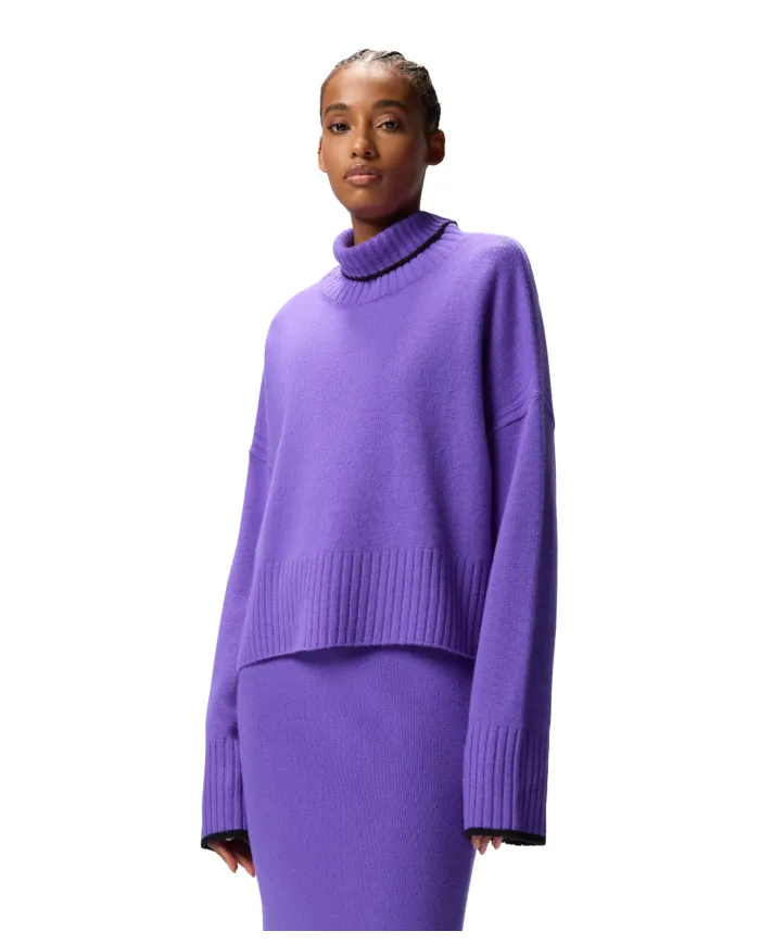 PINKO Dolcevita Donna 105446 A2Q9 FALKLAND AI 25/26 lana con bordatura a costine W21 LAVANDA bluast